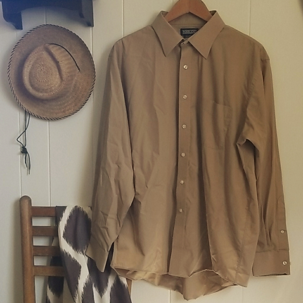 Tan Lands End botton down